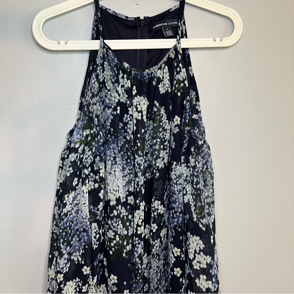 AMERICAN LIVING Floral Georgette Cold Shoulder Shift Dress Flowy Sz 16 Bloomcore - Picture 4 of 14